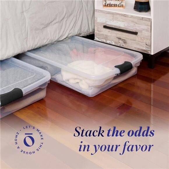 2-Pack Under Bed Storage, Clear Plastic Containers with Lids, 60 Quart Gray - Picture 2 of 7